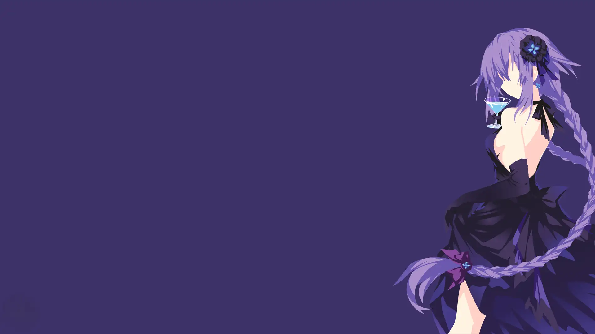 hình nền máy tính anime màu tím nền tối 