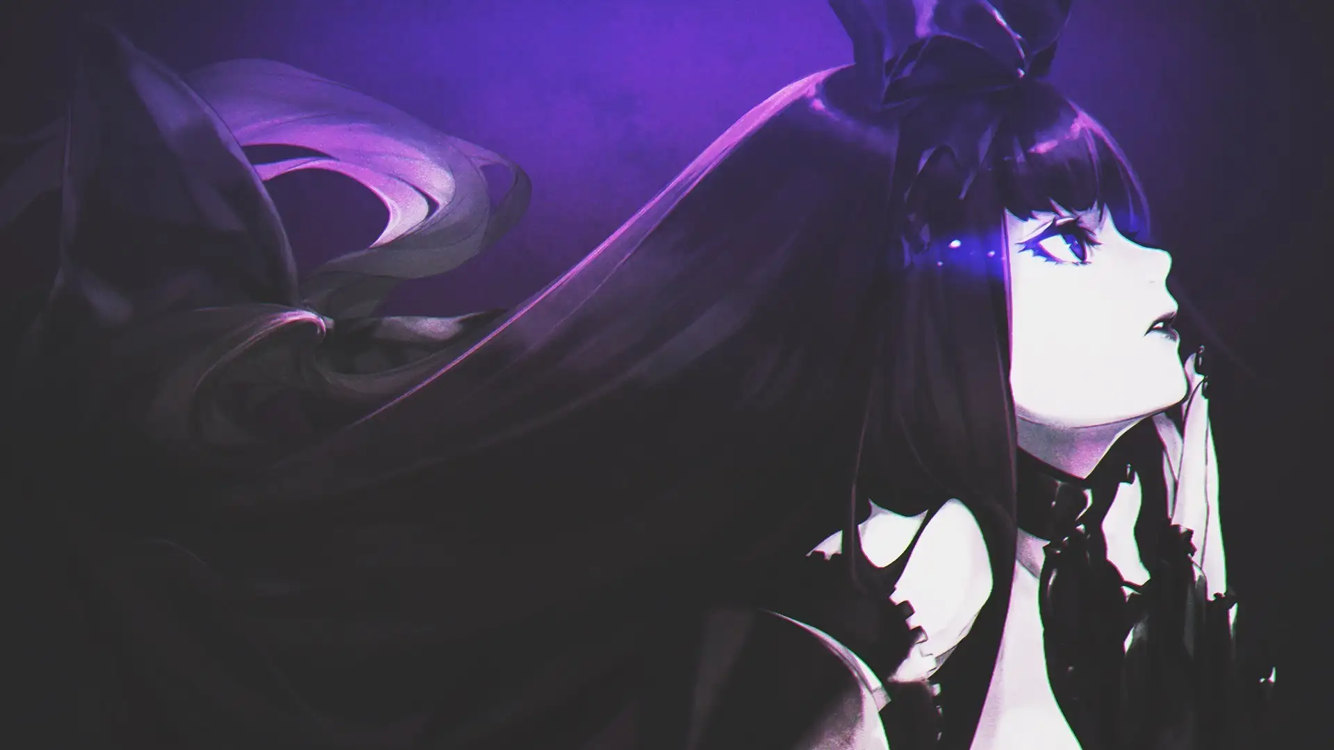 hình nền máy tính anime màu tím lãng mạn 