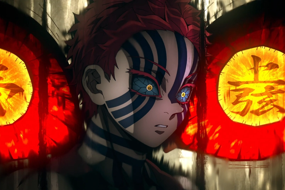 hình ảnh akaza ánh mắt sắc lạnh