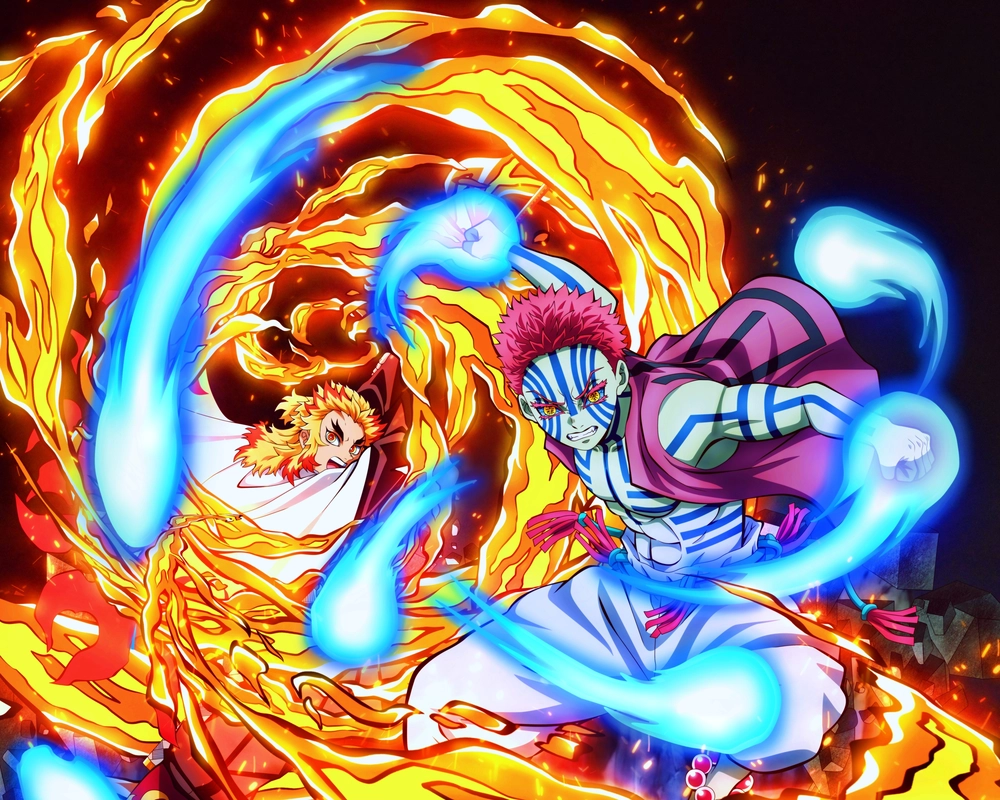 ảnh rengoku vs akaza trận chiến đỉnh cao