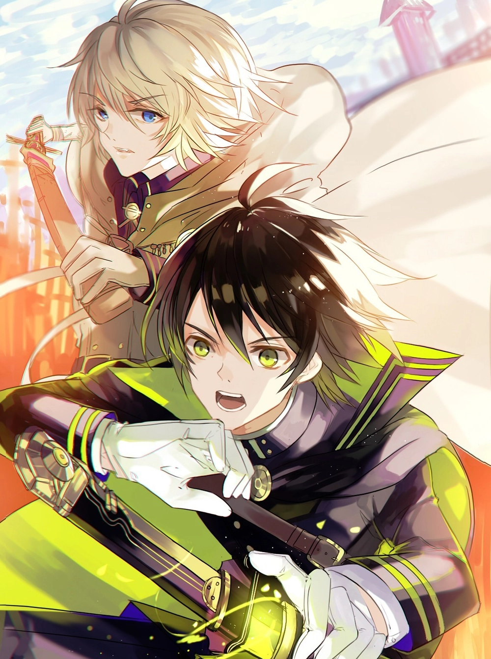 ảnh yuuichirou hyakuya và mikaela hyakuya trong anime 