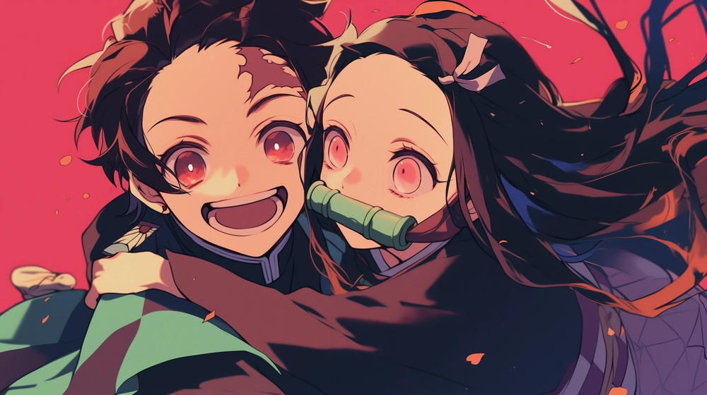 ảnh anime cặp anh em tanjirou và nezuko 