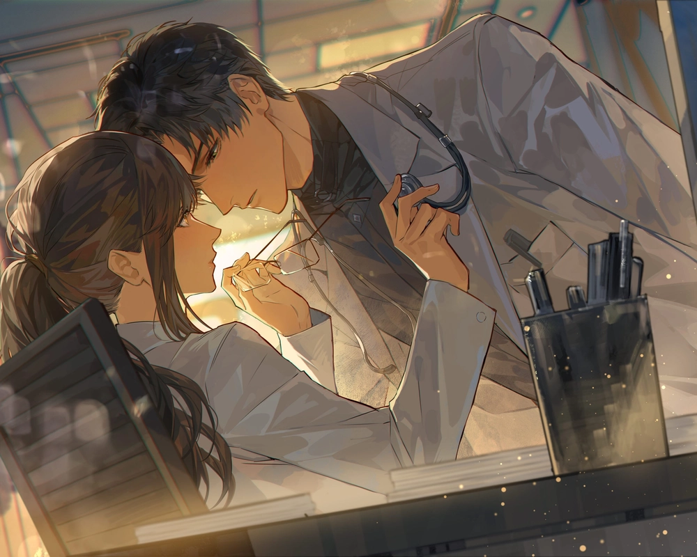 ảnh anime bác sĩ nam và nữ yêu nhau