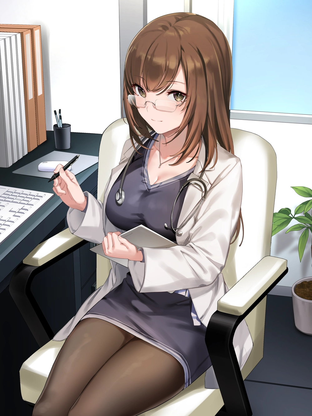 ảnh bác sĩ anime nữ tóc dài dễ thương 