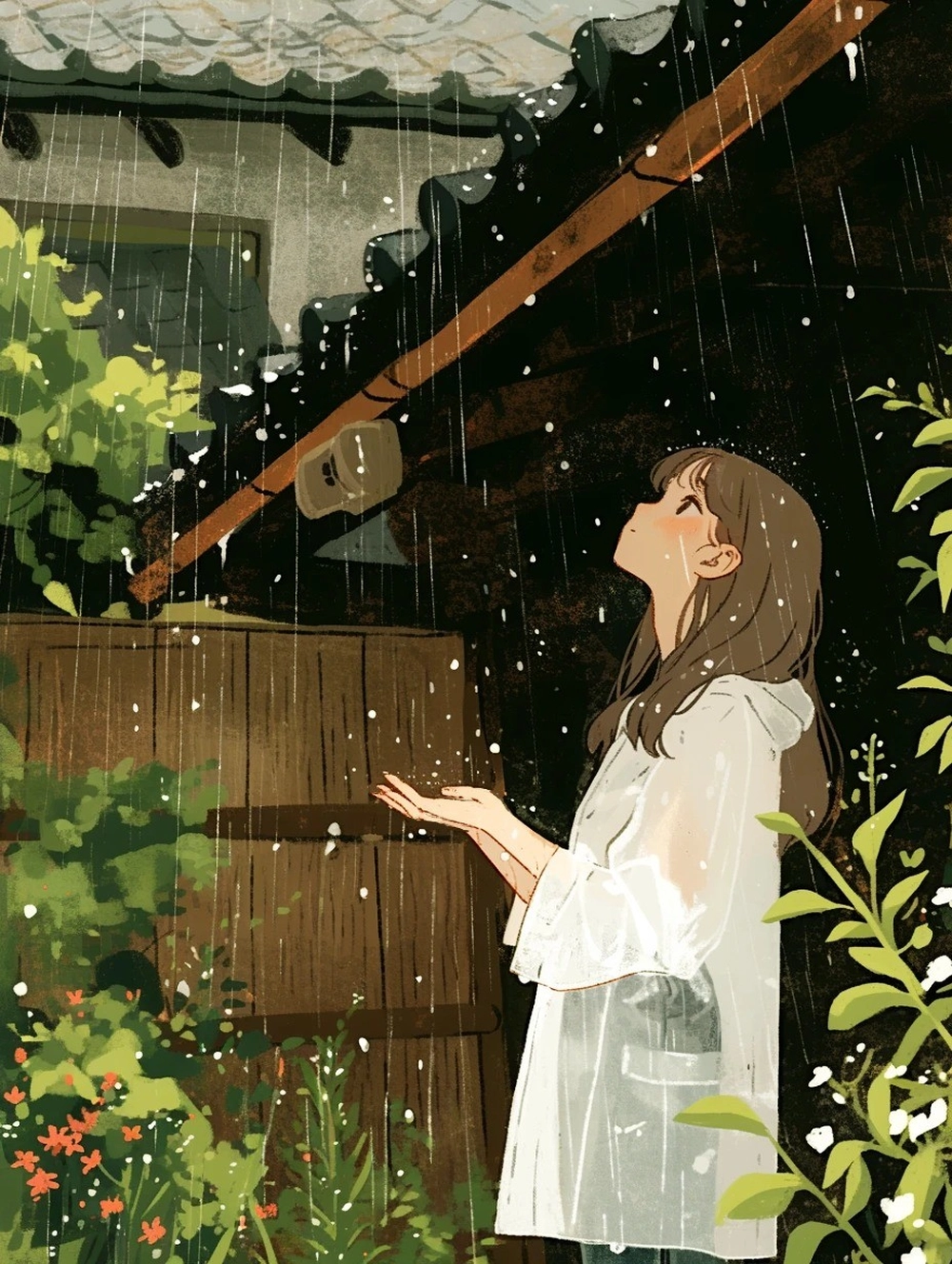 ảnh anime đứng dưới mưa