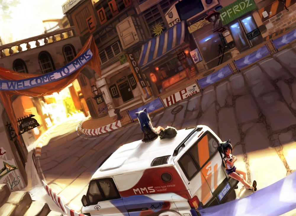 phong cảnh đường phố anime lãng mạn