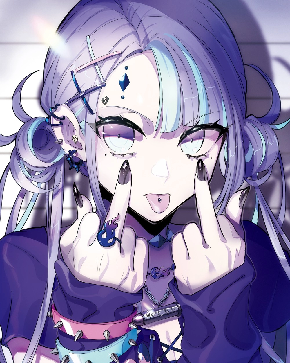 hình anime girl giơ ngón tay giữa