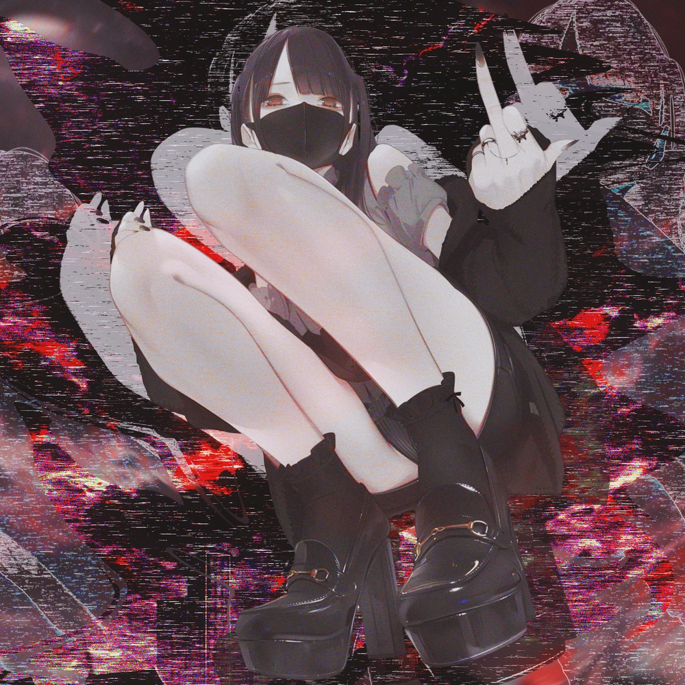 anime biểu cảm nổi loạn với ngón tay giữa