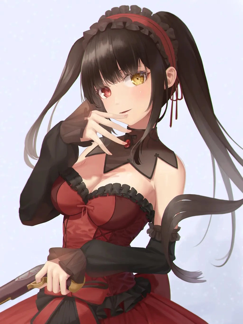 ảnh anime Kurumi Tokisaki tạo dáng quyến rũ