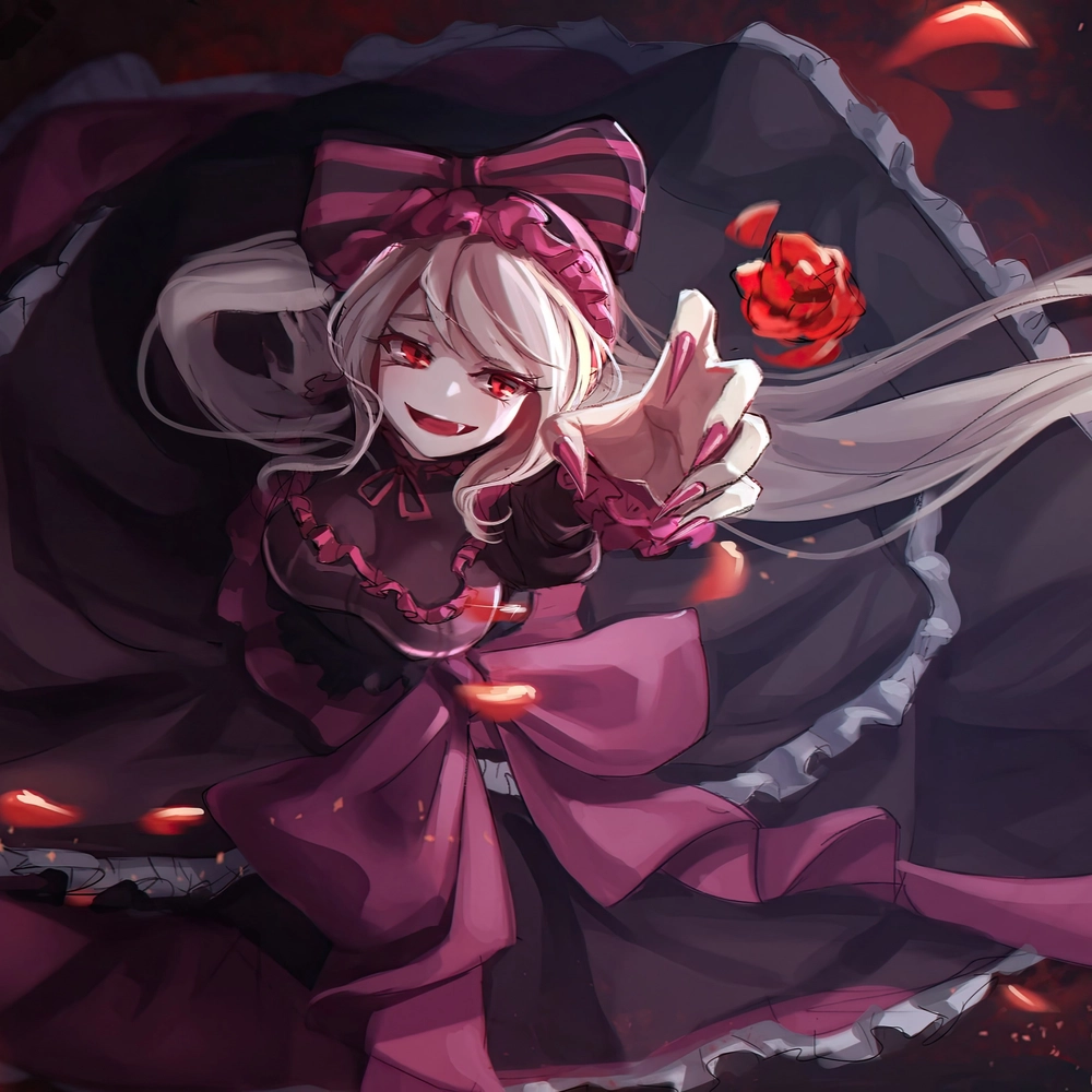 hình anime vampire nữ với đôi mắt đỏ rực