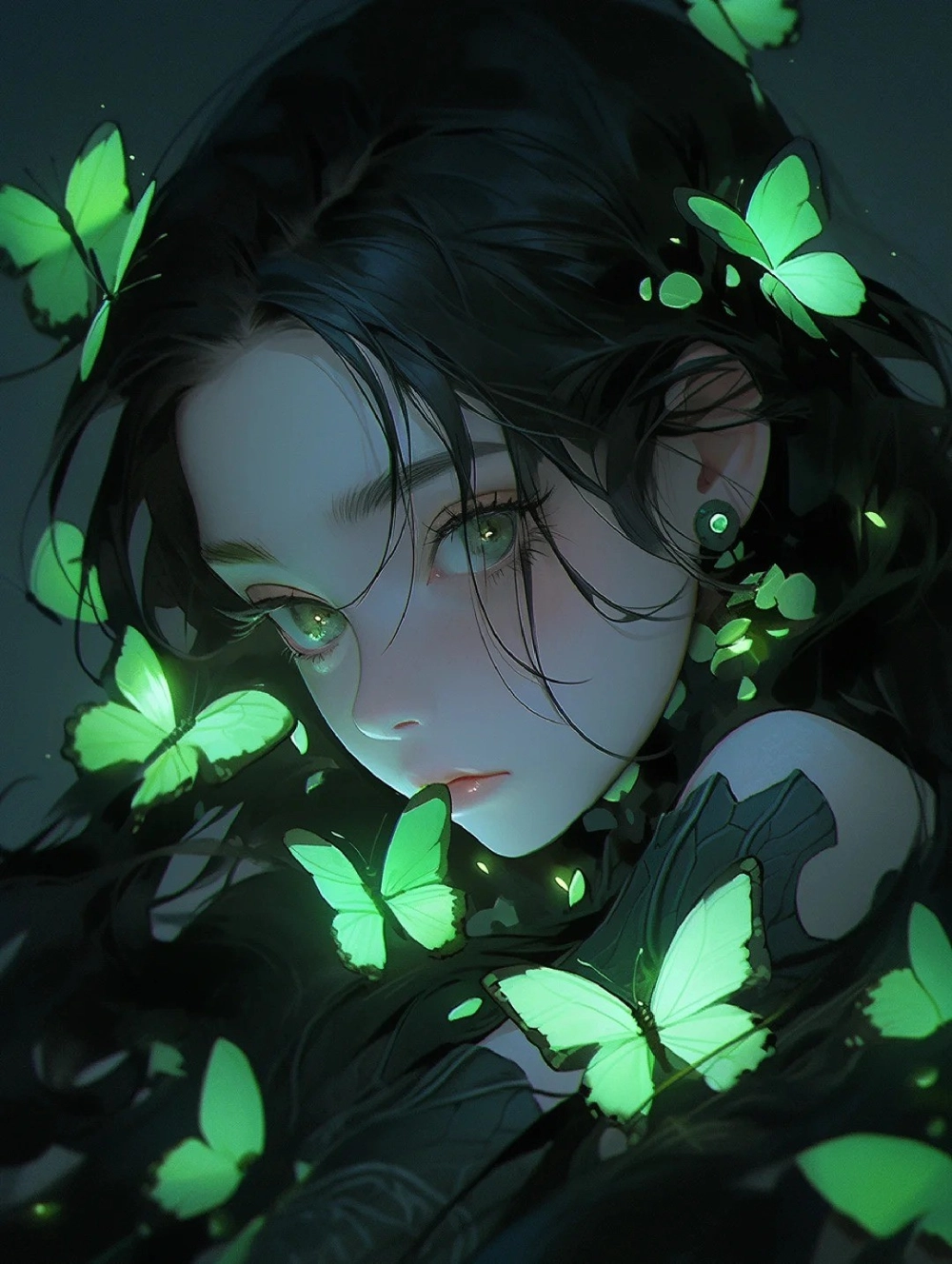 ảnh anime màu xanh lá 13