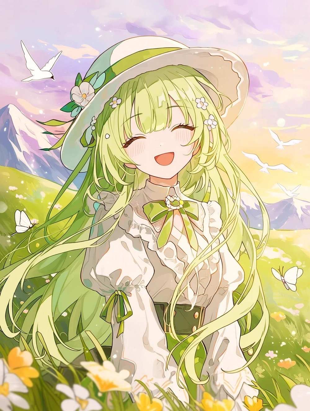 ảnh anime màu xanh lá 9