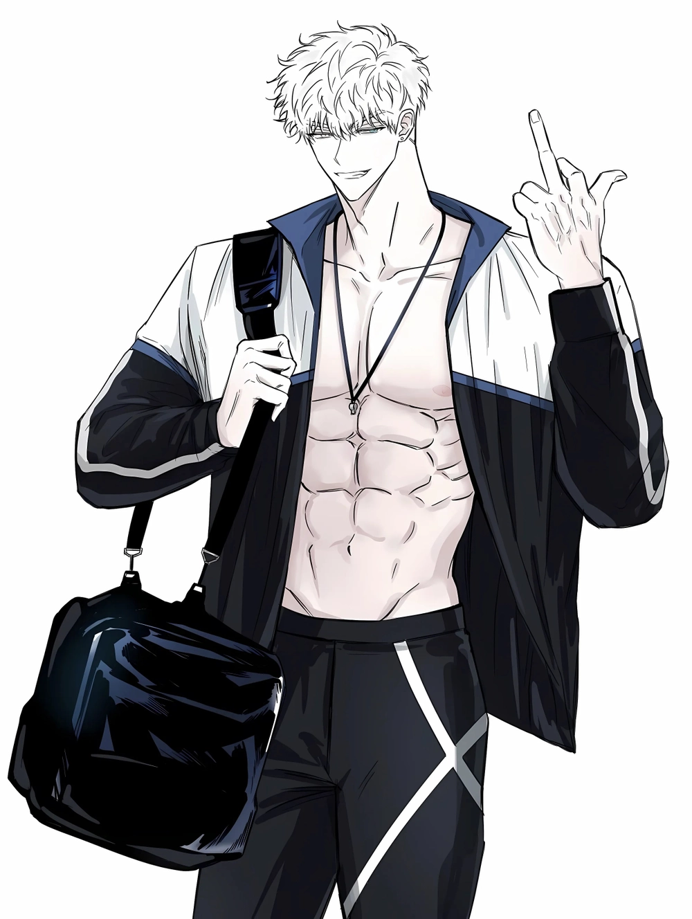 ảnh trai anime sáu múi với ánh nhìn lạnh lùng 