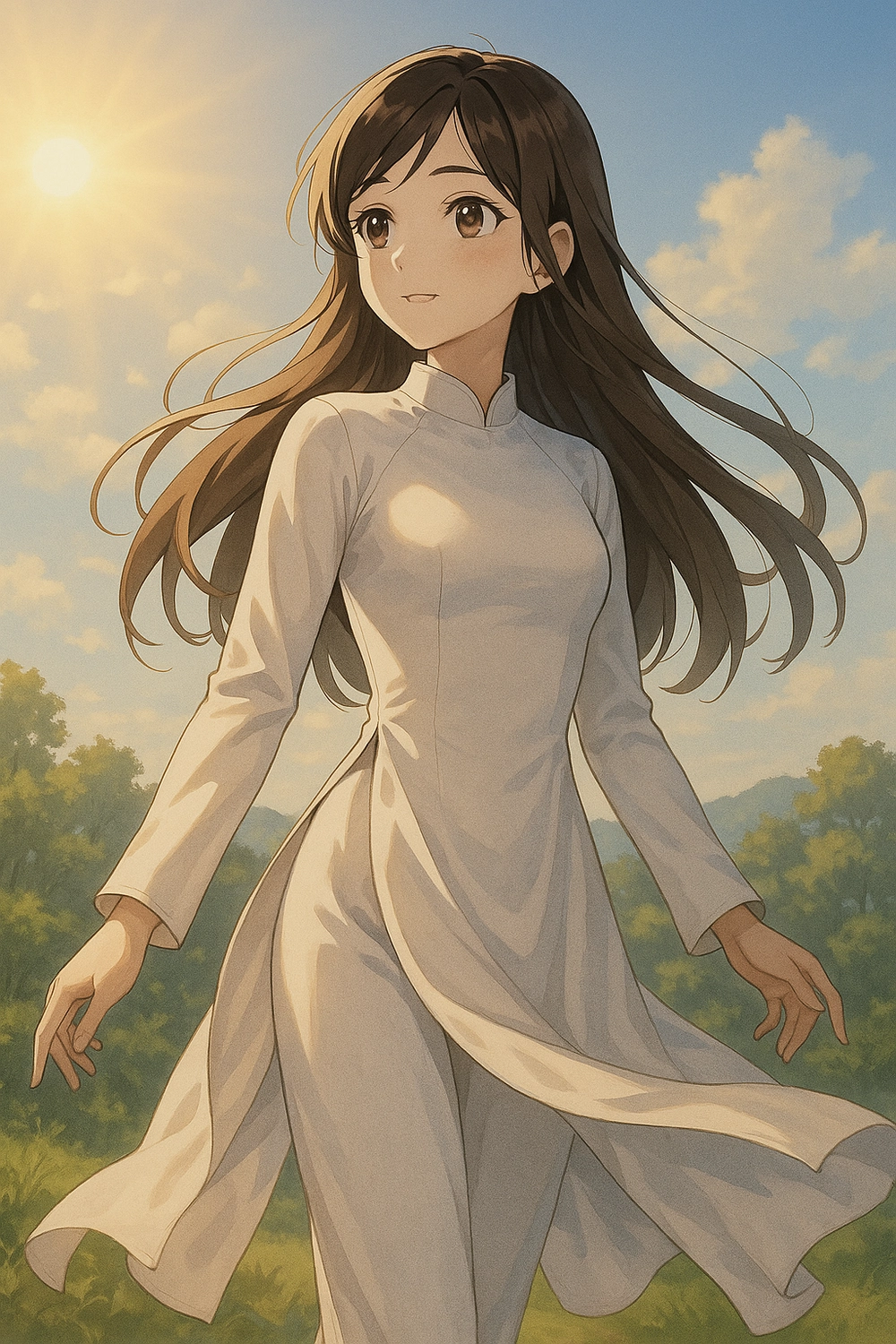 ảnh anime áo dài việt nam nền nã