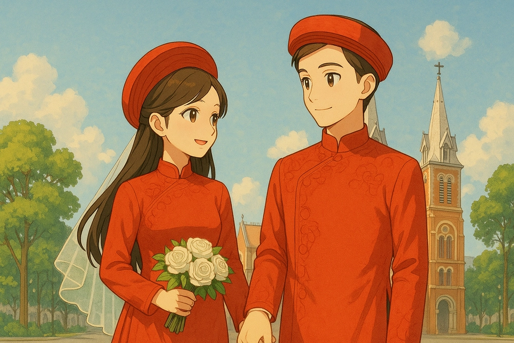 ảnh anime áo dài cưới việt nam siêu đẹp