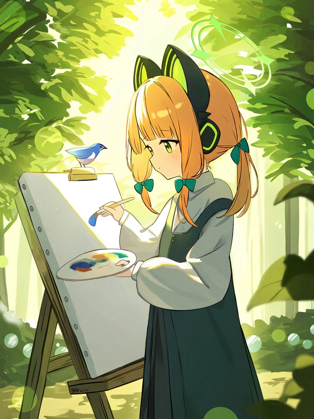 hình anime có gam màu xanh lá