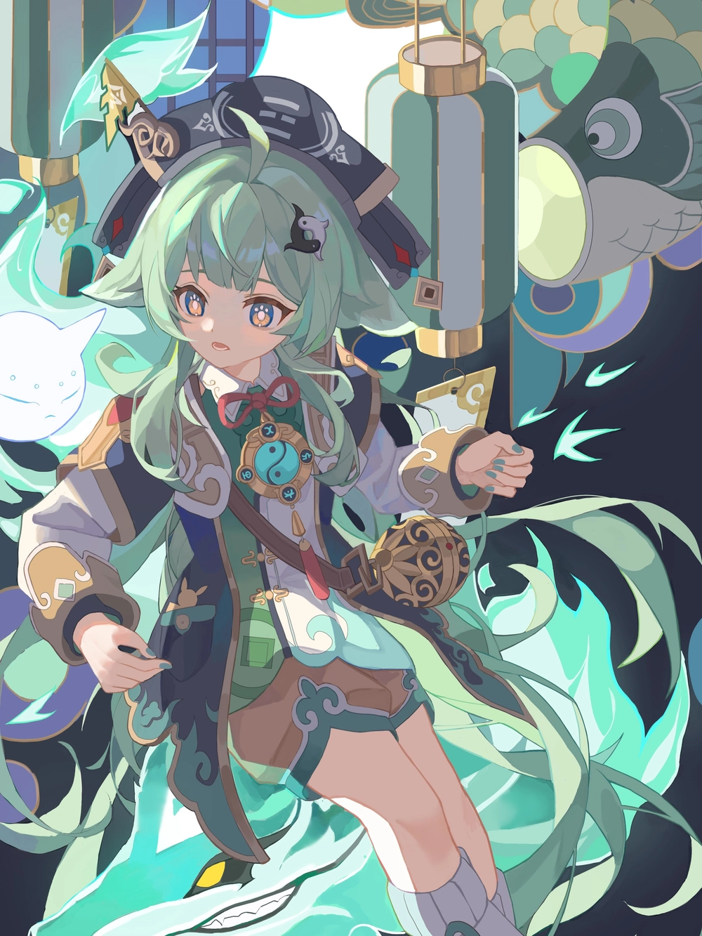 hình anime nữ tóc xanh lá