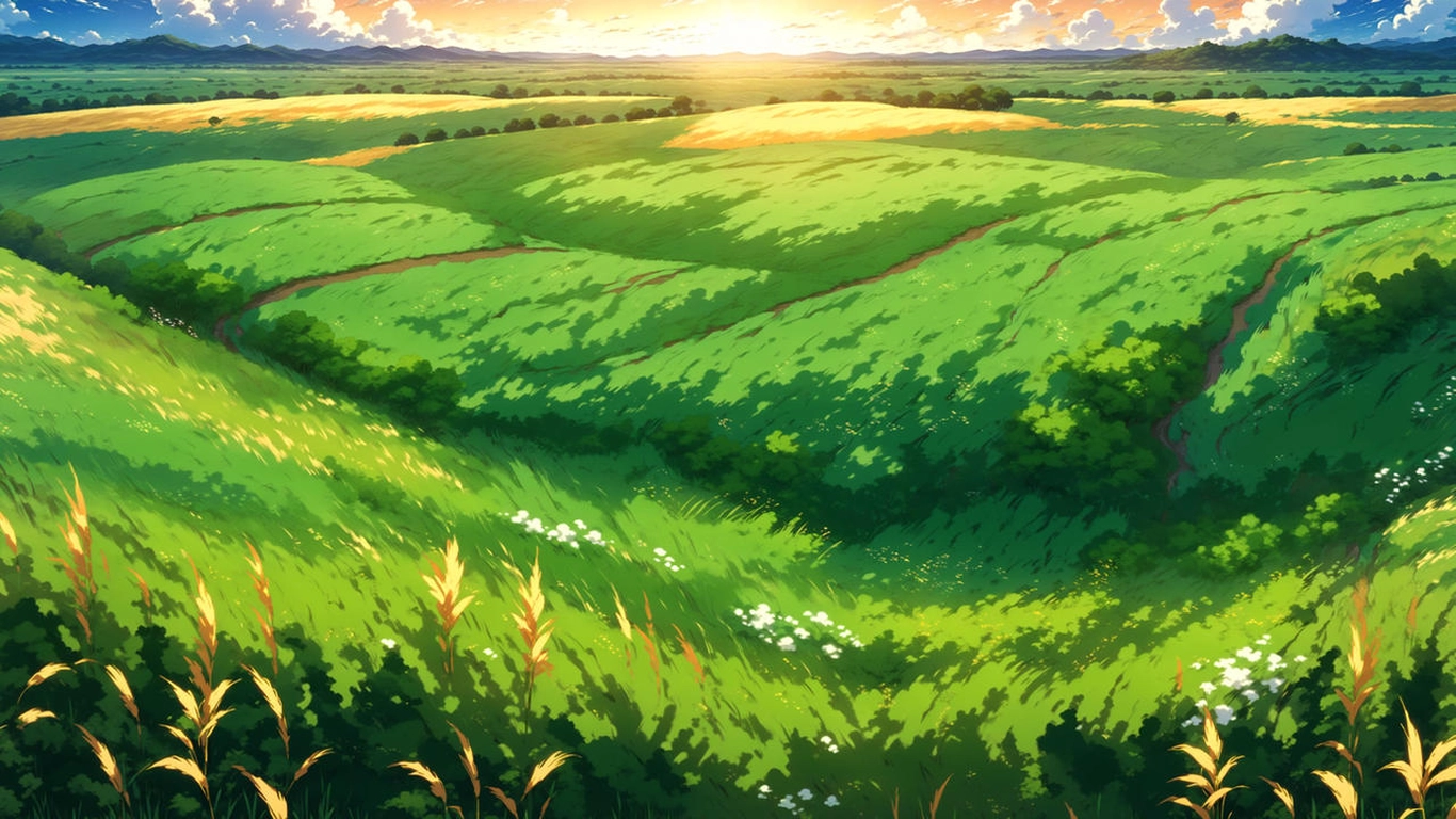 ảnh anime nền xanh lá cây cuốn hút