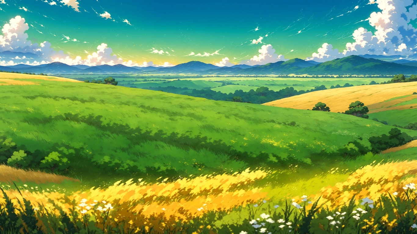 hình nền anime xanh lá phong cách tối giản