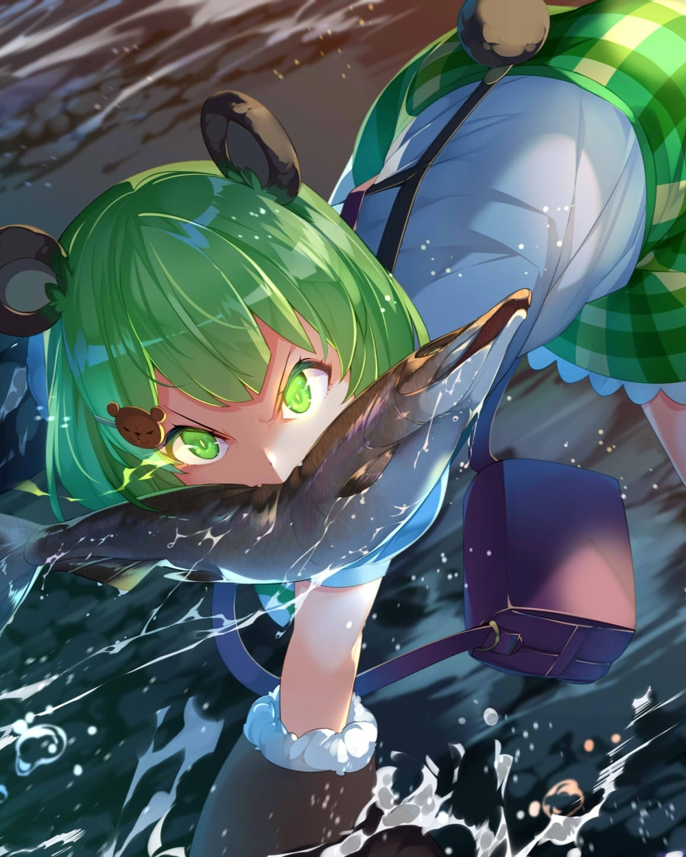 anime xanh lá nền đơn giản