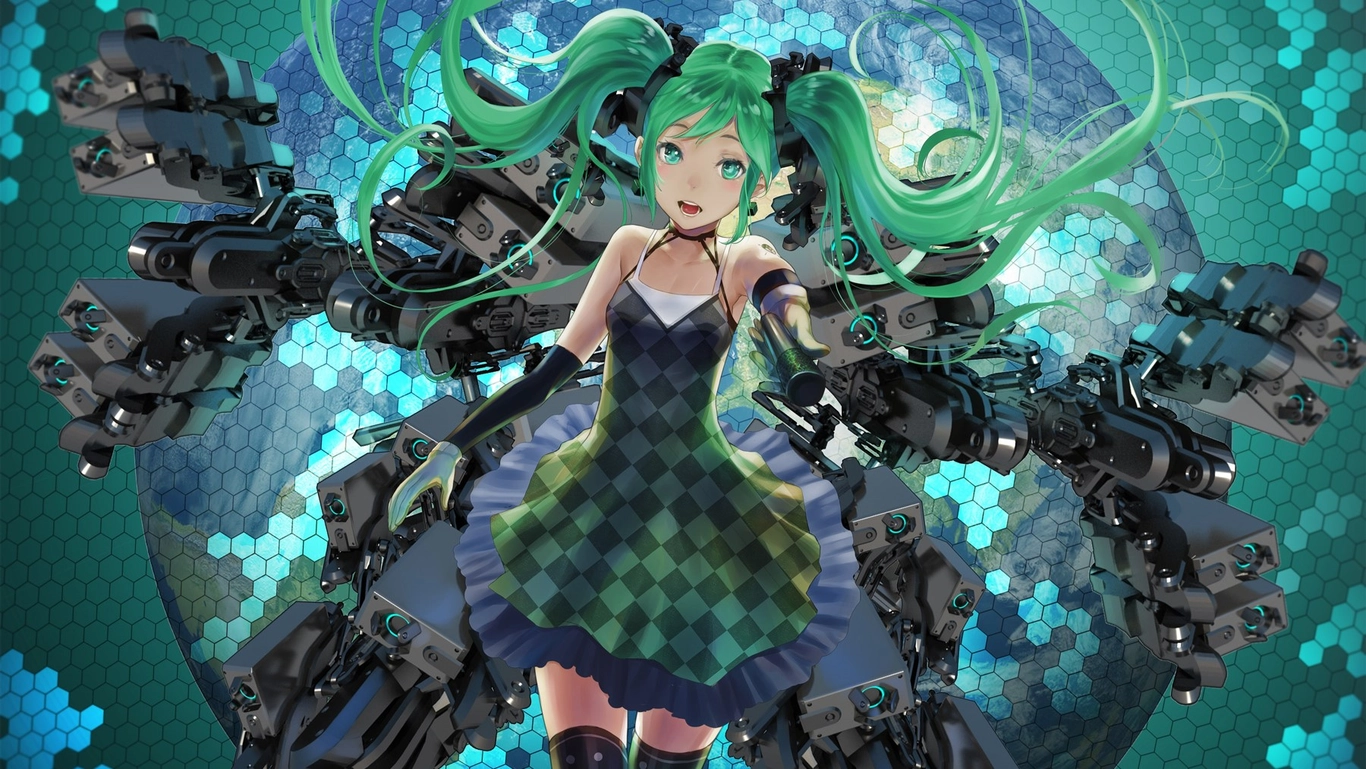 ảnh nền anime sắc xanh lá máy tính