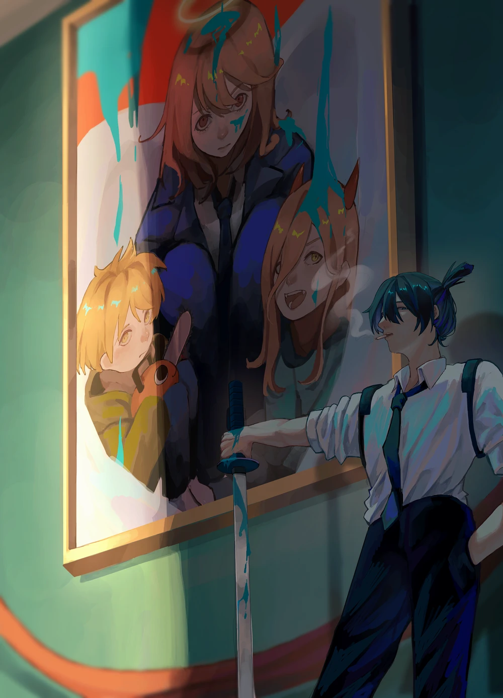 ảnh vẽ anime chainsaw man cực chất 