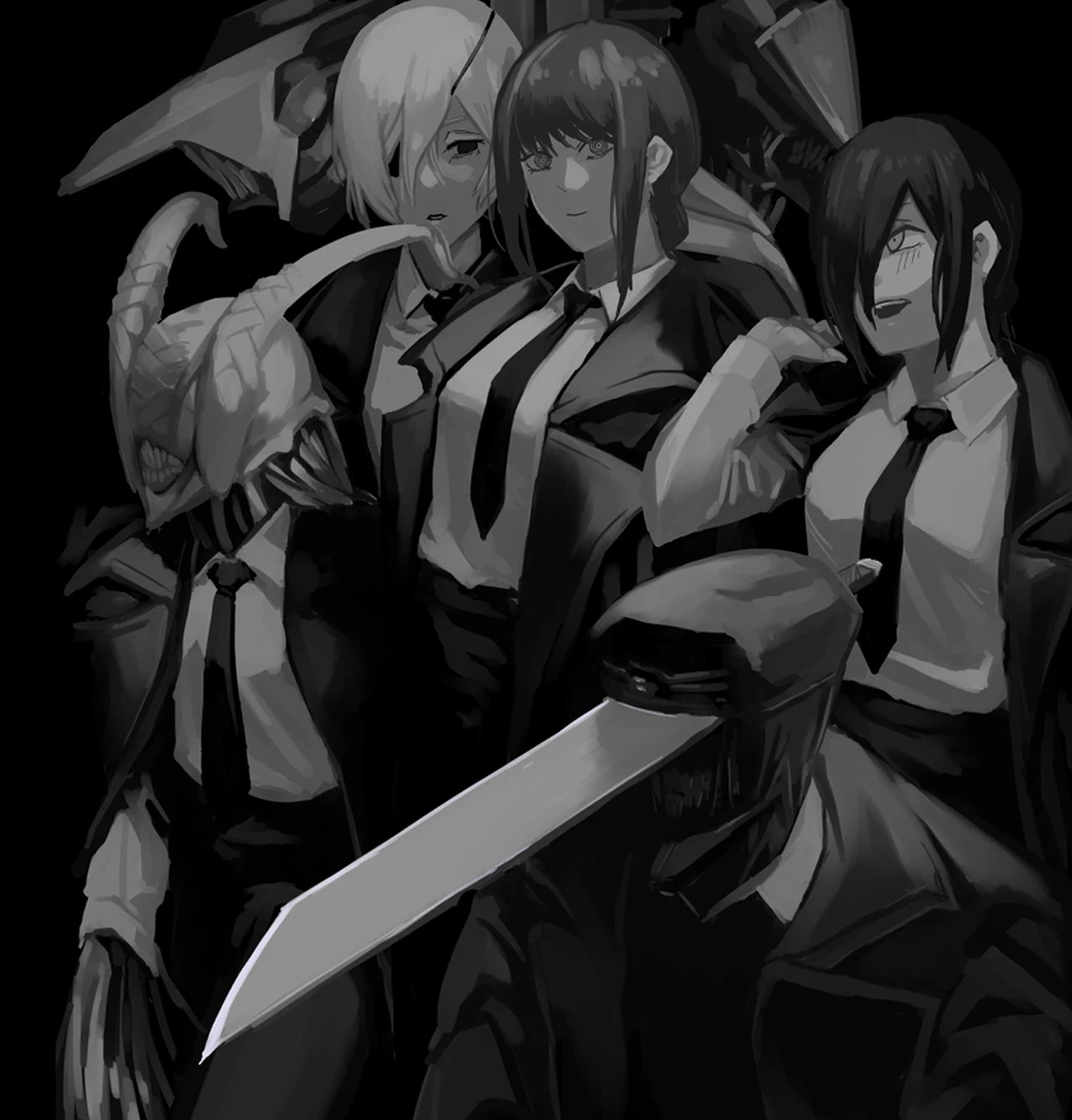 ảnh anime chainsaw man nền tối chất lượng cao 