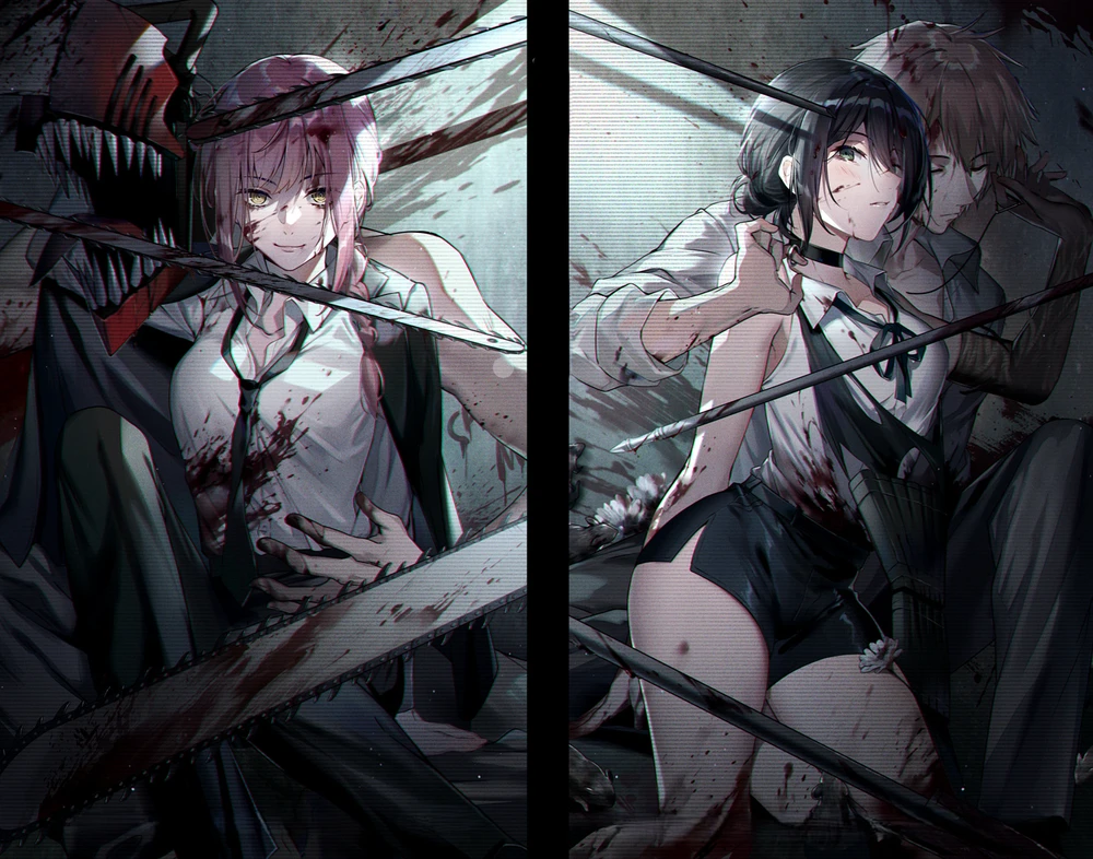 ảnh chainsaw man ngầu kiểu dark anime