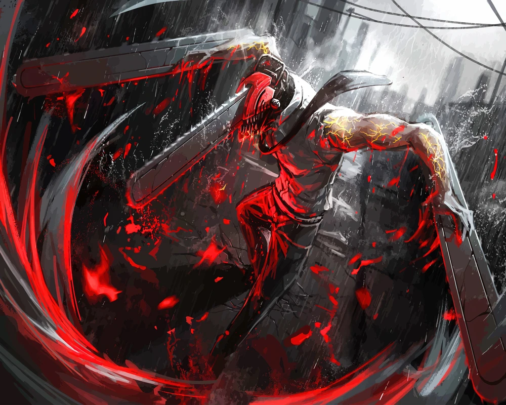 ảnh chainsaw man denji hành động cực mạnh 