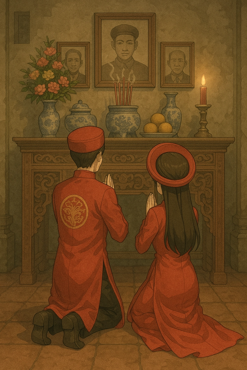 ảnh cô dâu chú rể anime nhìn từ phía sau