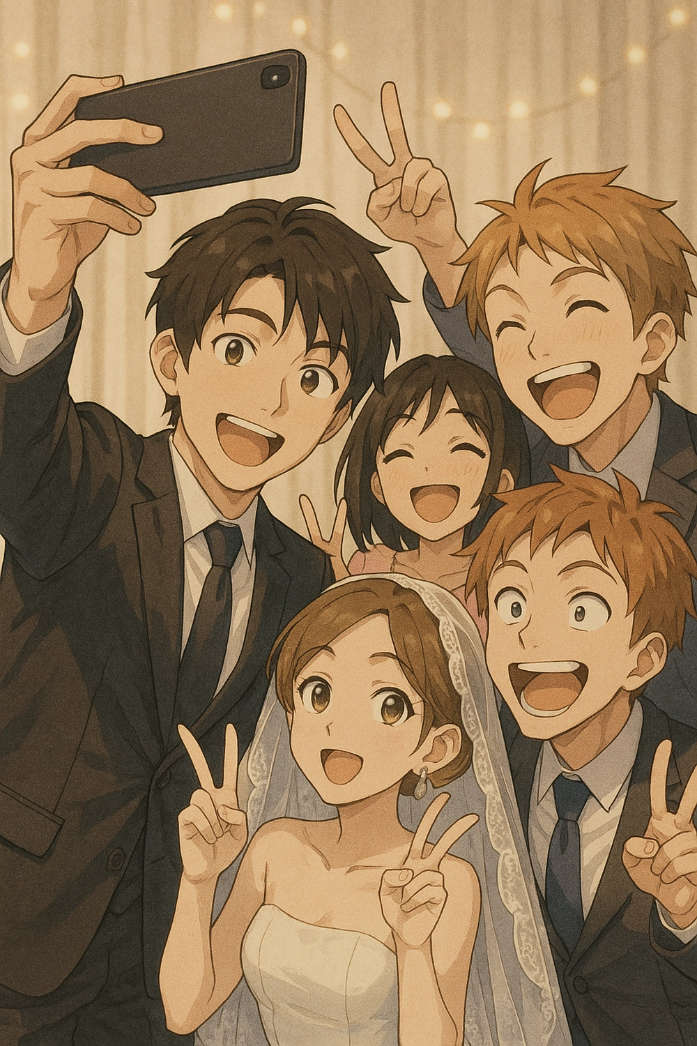 ảnh anime cô dâu chú rể và bạn bè