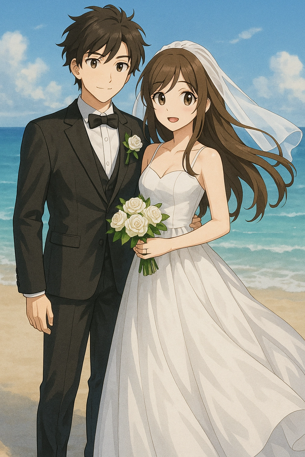 ảnh anime cô dâu chú rể trong lễ cưới