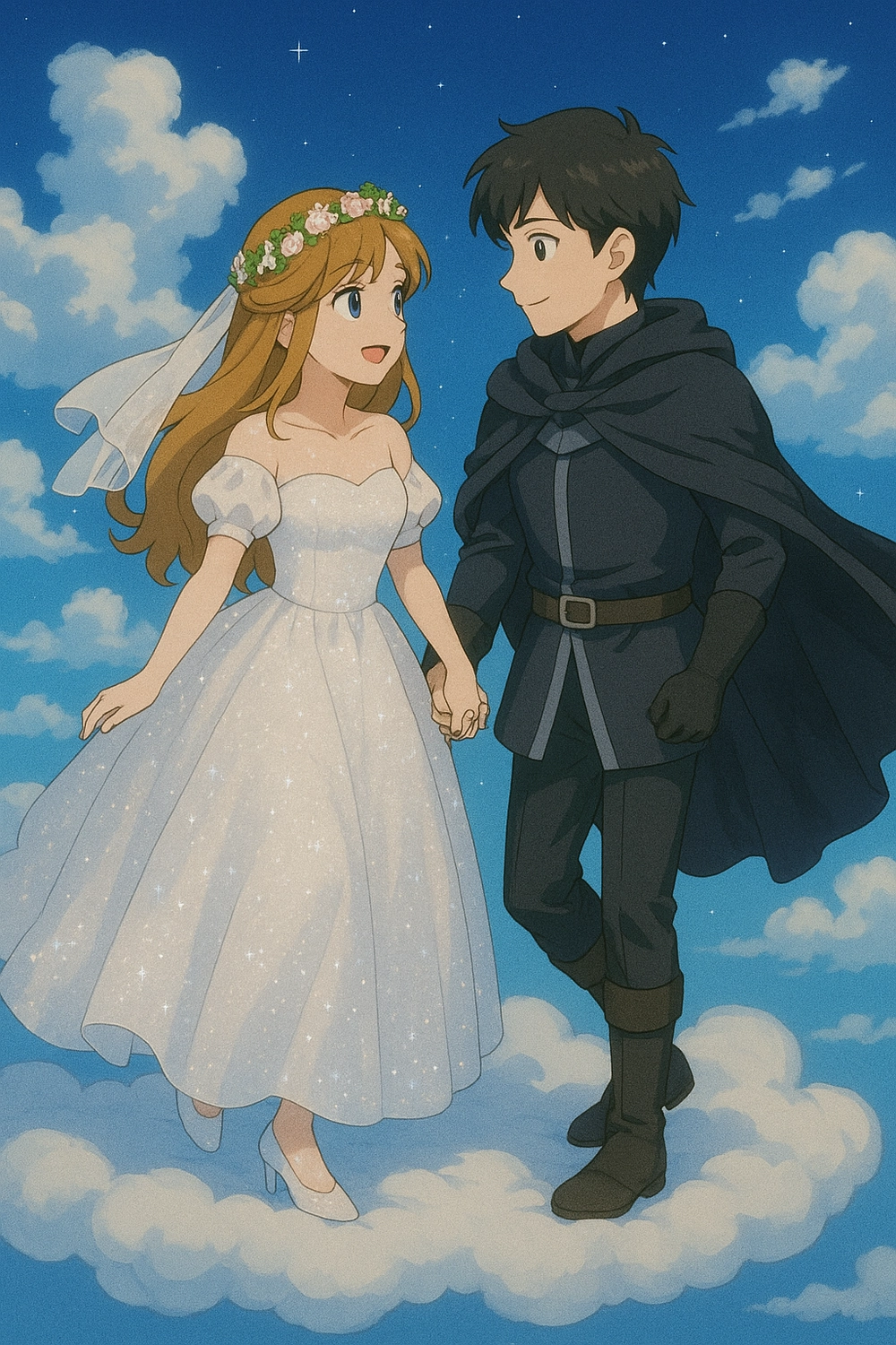 ảnh cô dâu chú rể anime trong lễ cưới mùa xuân