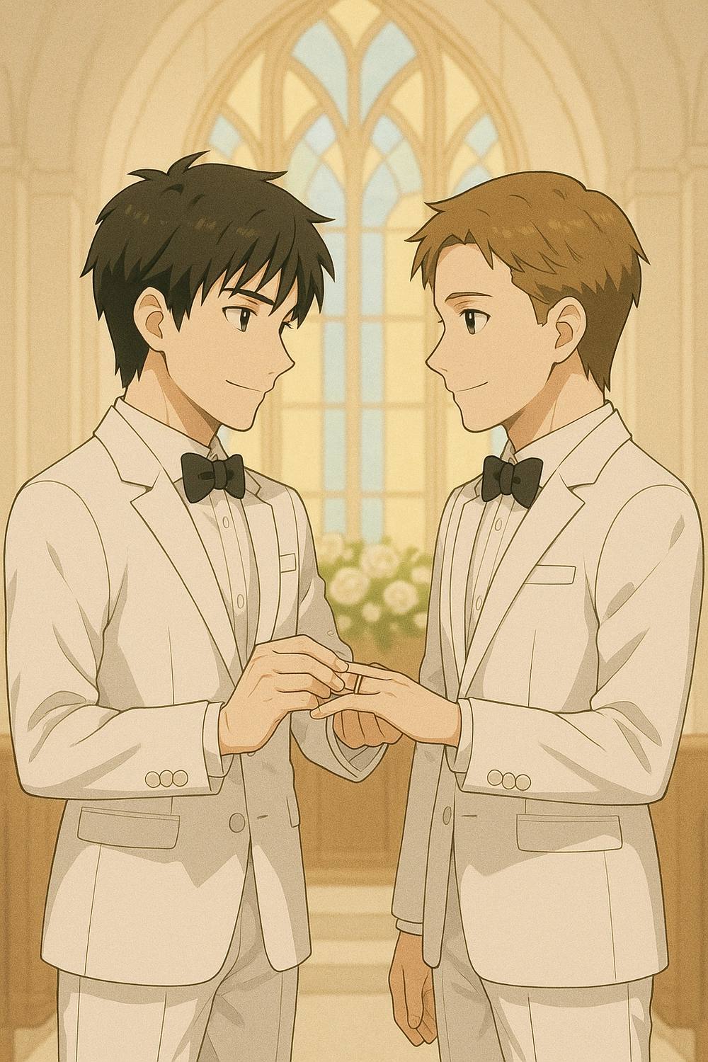 ảnh chú rể anime đang trao nhẫn