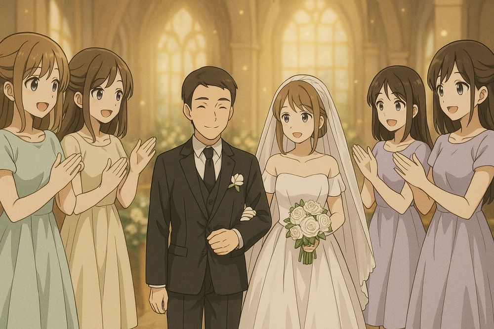 anime cô dâu chú rể và gia đình