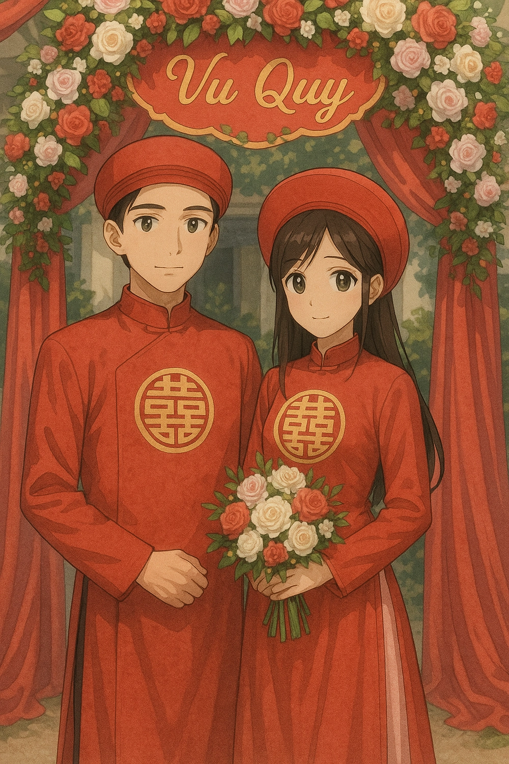 anime cô dâu chú rể phong cách cổ điển