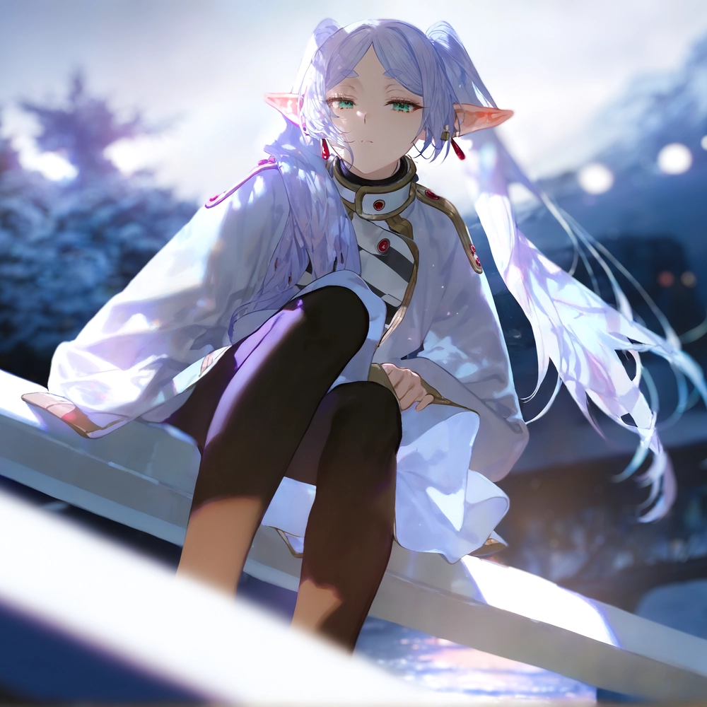 hình pháp sư frieren nhìn hoàng hôn trong tiễn táng