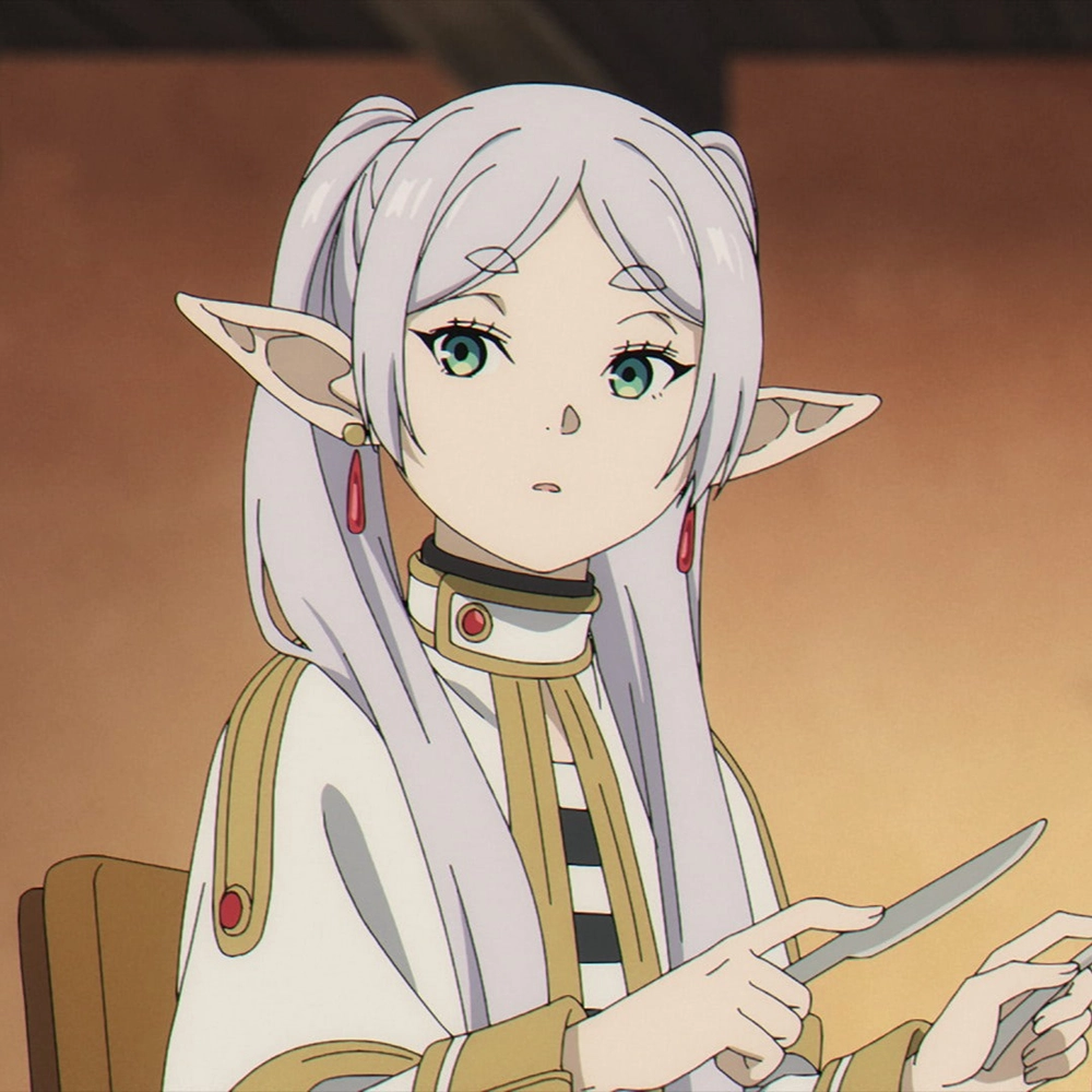 ảnh hoạt hình frieren với đôi mắt buồn