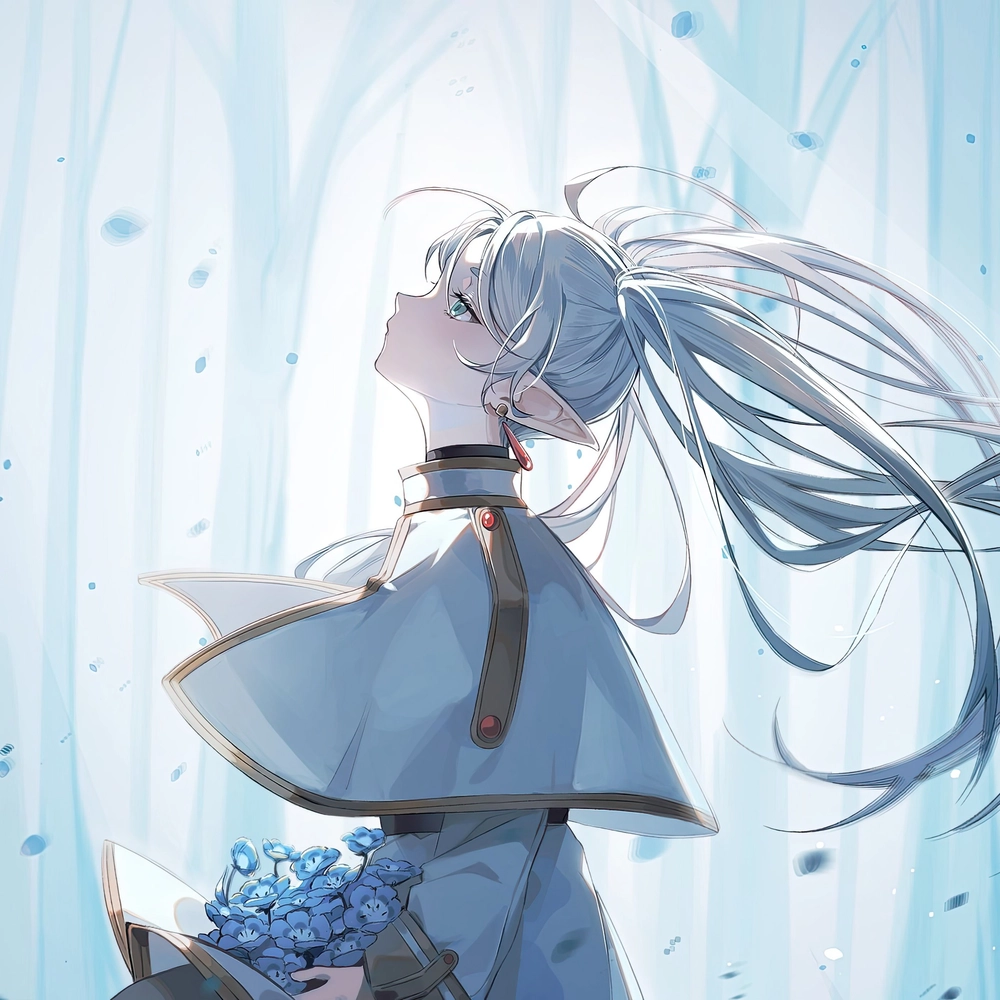 ảnh pháp sư frieren trong rừng tuyết