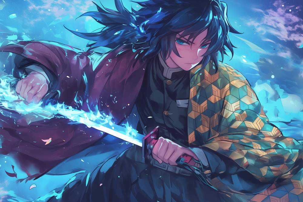 hình ảnh tomioka giyuu chiến đấu 