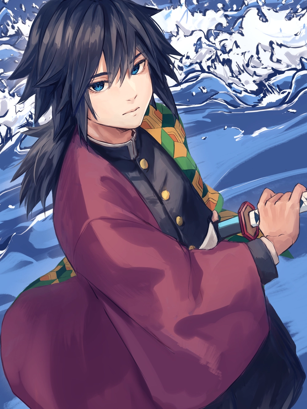 hình ảnh tomioka giyuu nghiêm túc 