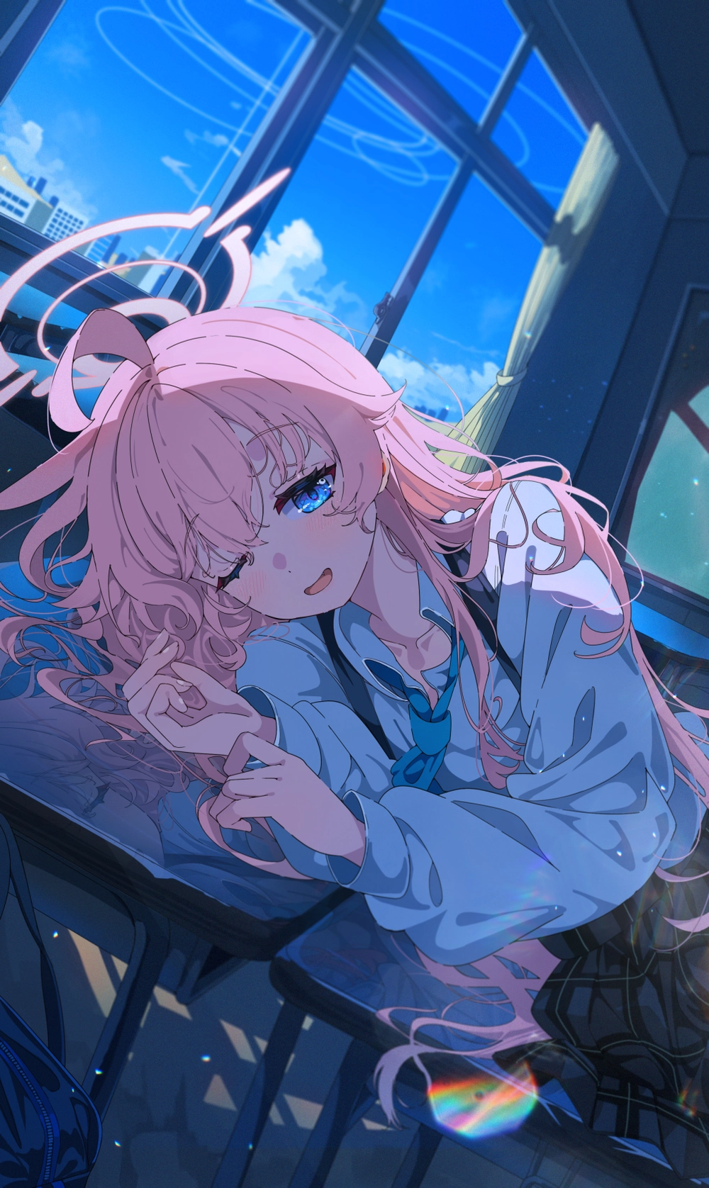 hình ảnh hoshino cạnh cửa sổ