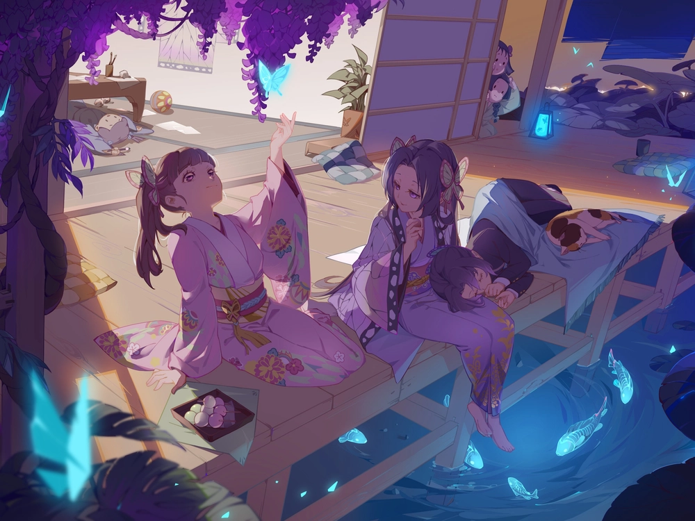 ảnh kanae và shinobu và kanao mỉm cười