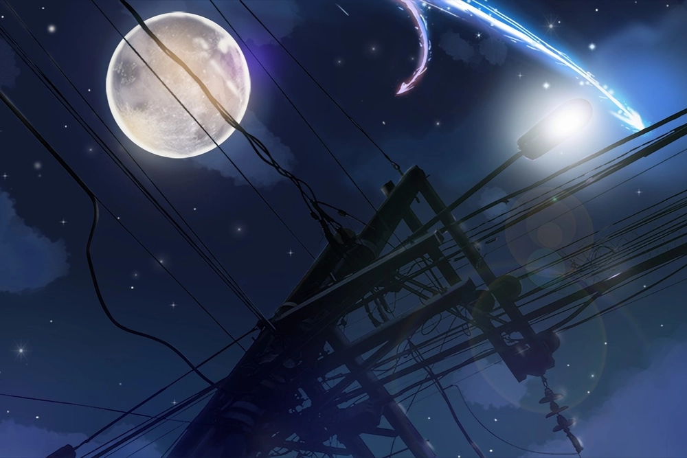 hình anime mặt trăng có mây trôi nhẹ 