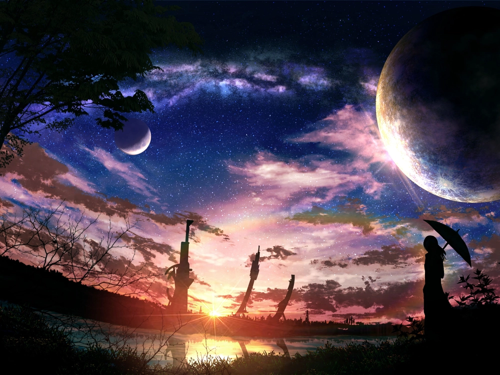 ảnh anime mặt trăng đơn giản mà cuốn hút 