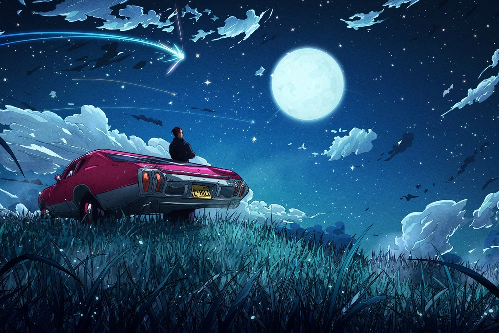 hình ảnh mặt trăng anime ánh sáng dịu nhẹ 