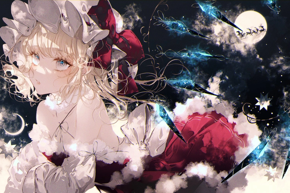 hình anime mặt trăng nhân vật đứng dưới trăng 