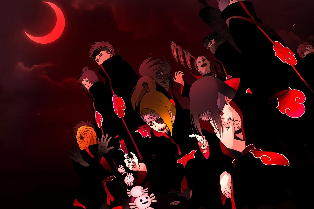 hình anime mặt trăng nền đỏ