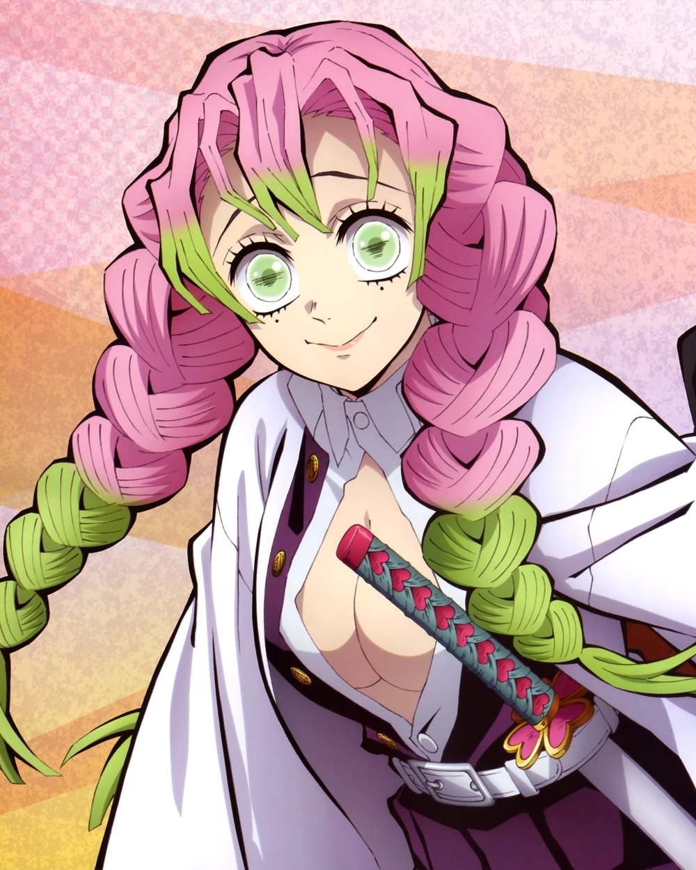 hình ảnh luyến trụ mitsuri bên thanh kiếm 