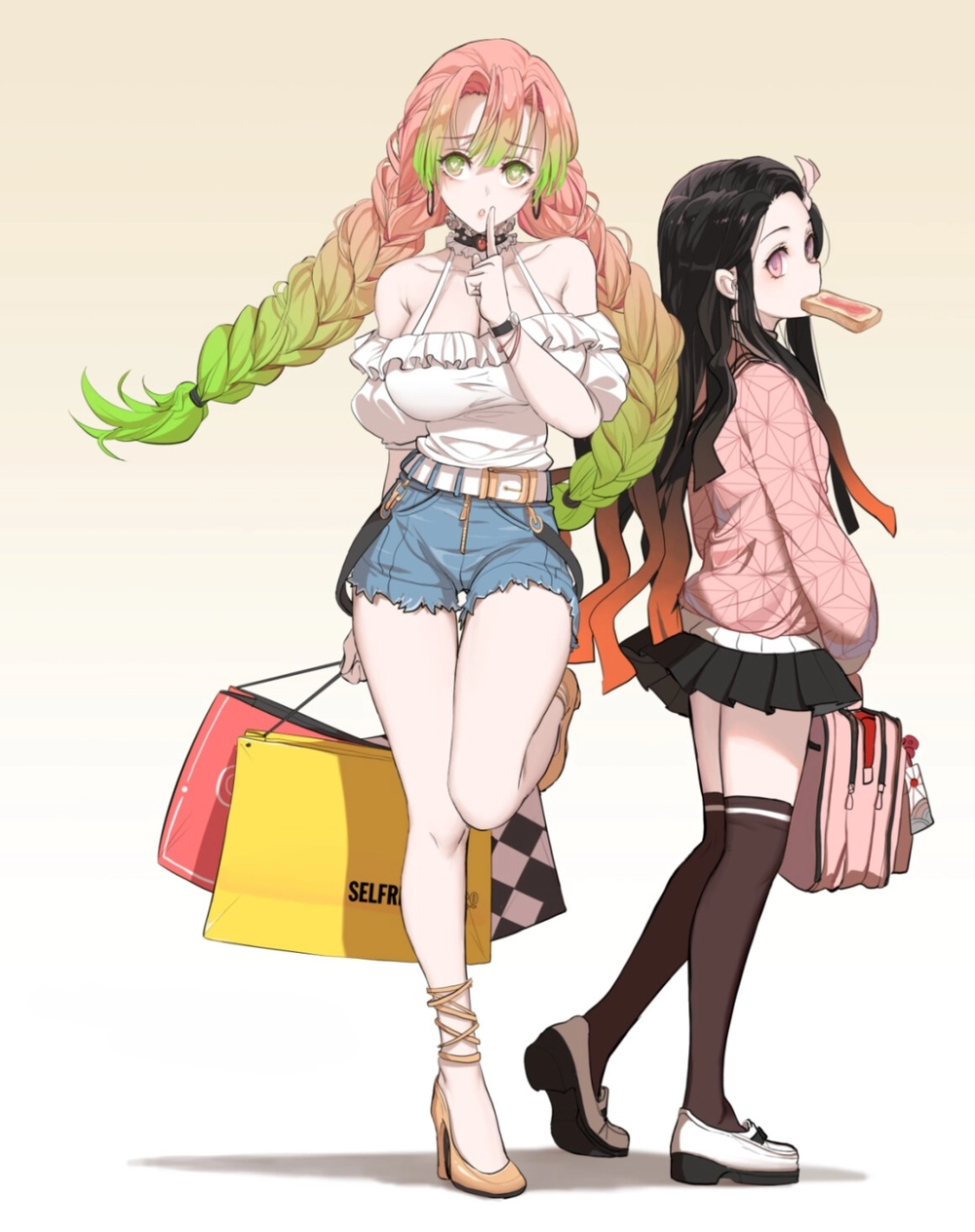 ảnh nezuko và mitsuri dễ thương 